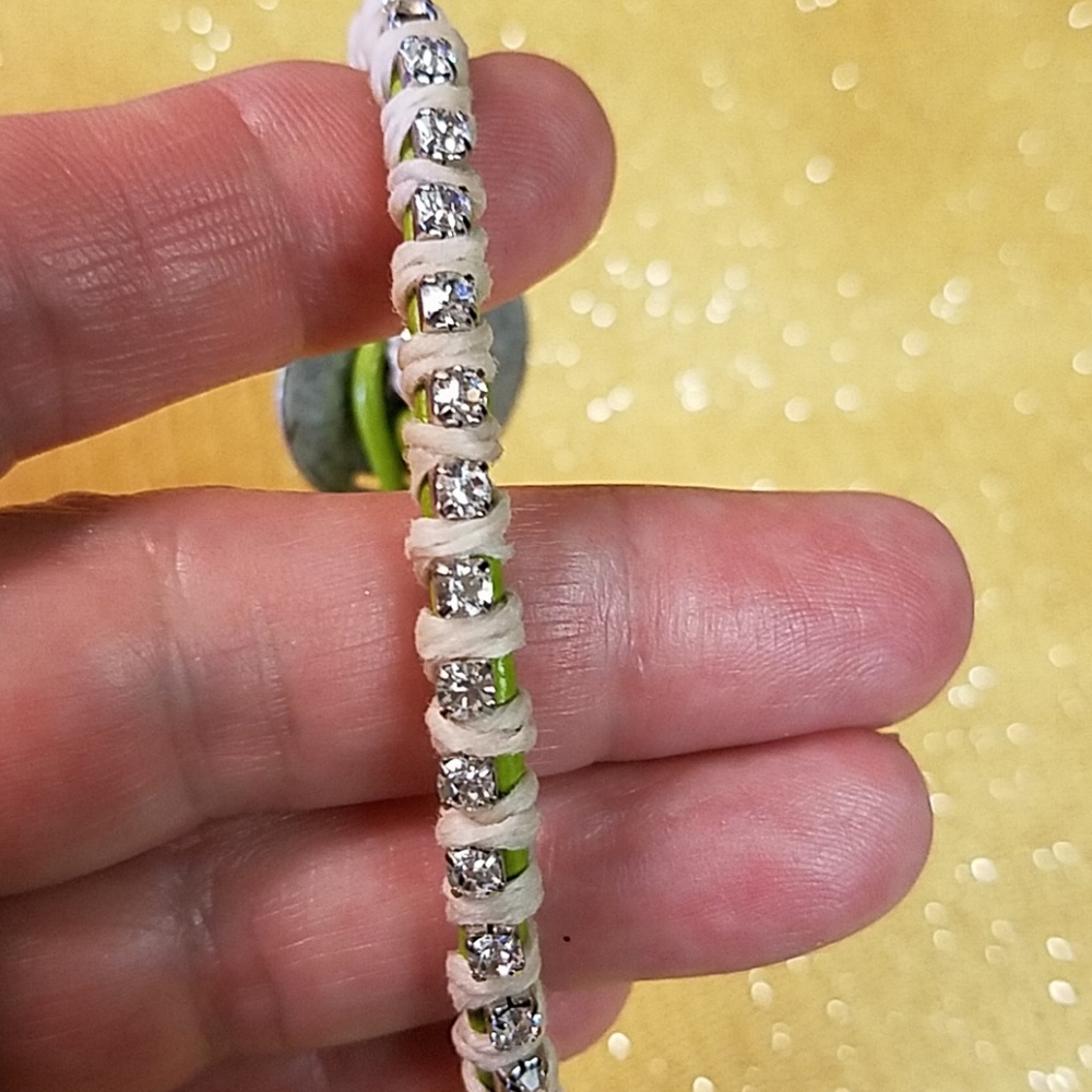 Leather Rhinestone Bracelet - Picture 2 of 4